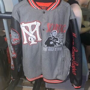 Scarface/Al Pacino Letterman Bomber HeavyWeight Button Up  Jacket